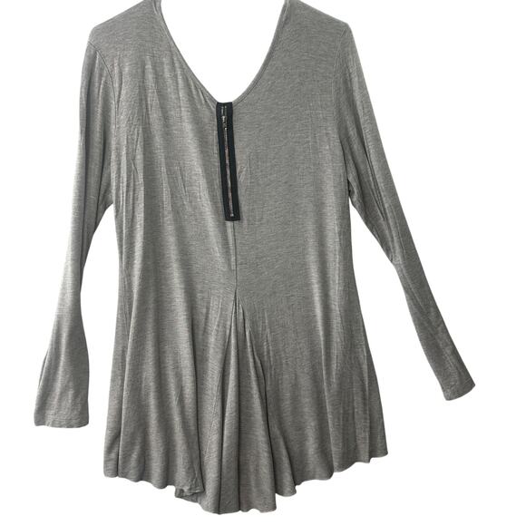 Soft Surroundings Gray High-Low Long Sleeve Top with Zipper Back – Size Large - Picture 2 of 5